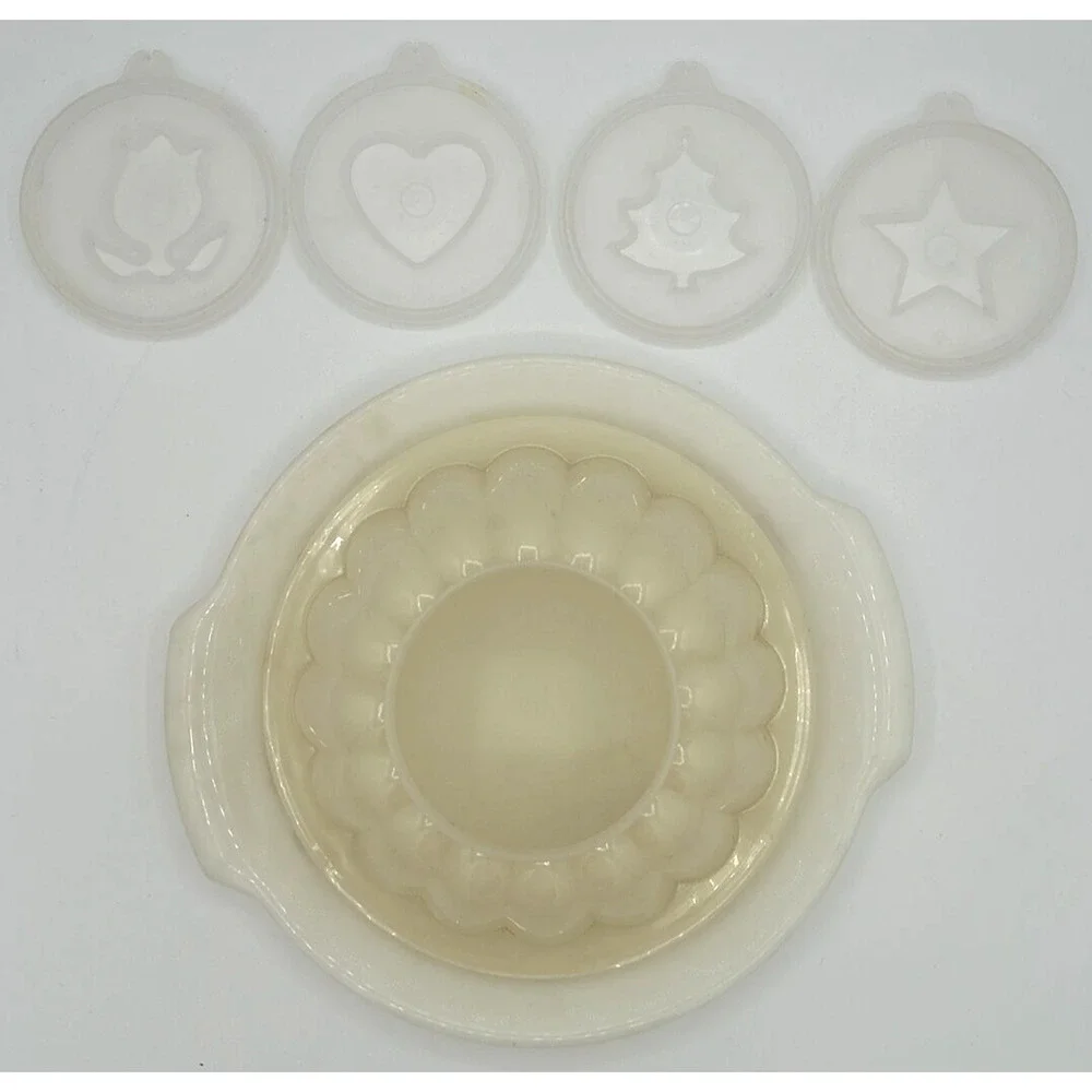 Vintage Tupperware Jel-N-Serve Jello Mold & 4‎ Design Lids SKU U149
